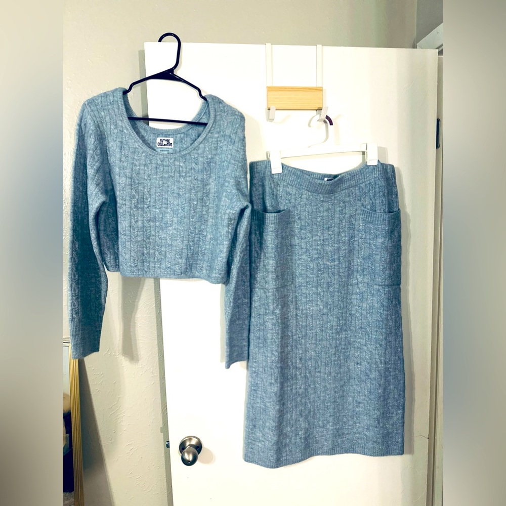 Purchased a from target Future collective drop. Light blue lite sweater like